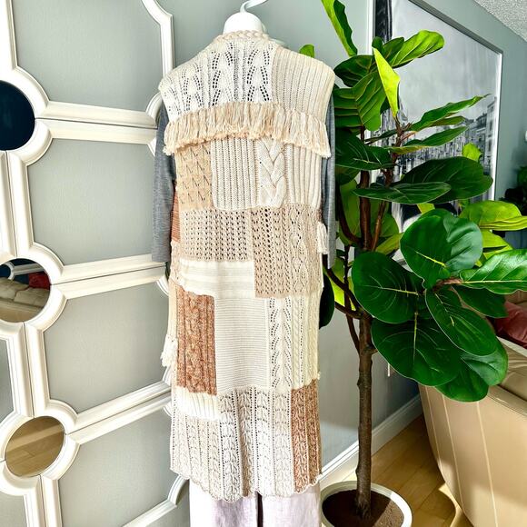 Alice + Olivia Perry Patchwork Wool Maxi Sweater Vest Size Large - Picture 7 of 12